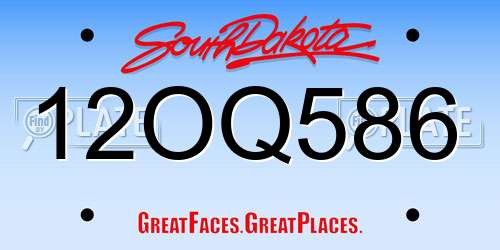 12OQ586 South Dakota License Plate