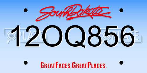 12OQ856 South Dakota License Plate