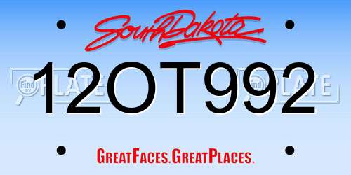12OT992 South Dakota License Plate