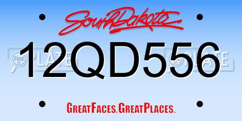 12QD556 South Dakota License Plate