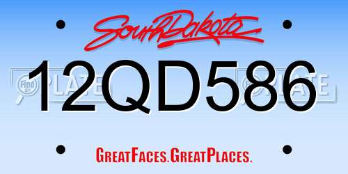 12QD586 South Dakota License Plate