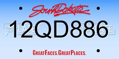 12QD886 South Dakota License Plate