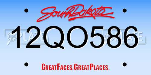 12QO586 South Dakota License Plate