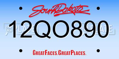 12QO890 South Dakota License Plate