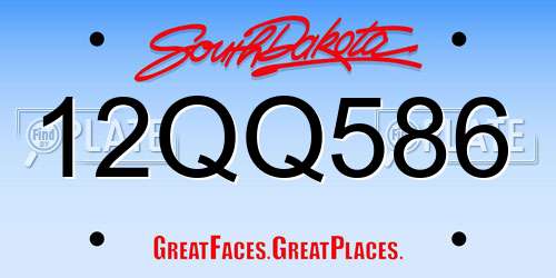 12QQ586 South Dakota License Plate