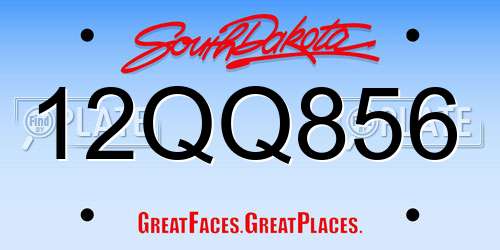 12QQ856 South Dakota License Plate