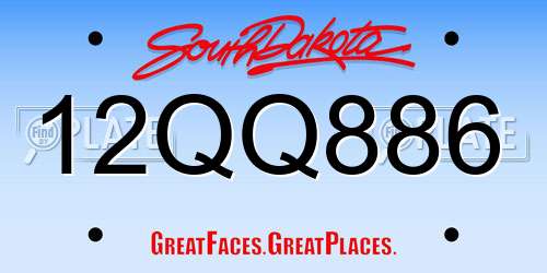 12QQ886 South Dakota License Plate