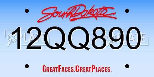 12QQ890 South Dakota License Plate