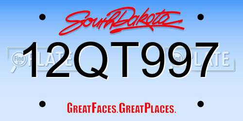 12QT997 South Dakota License Plate
