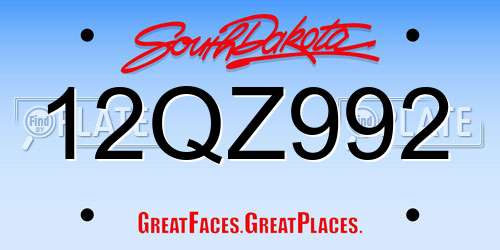 12QZ992 South Dakota License Plate