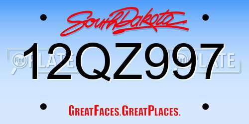 12QZ997 South Dakota License Plate