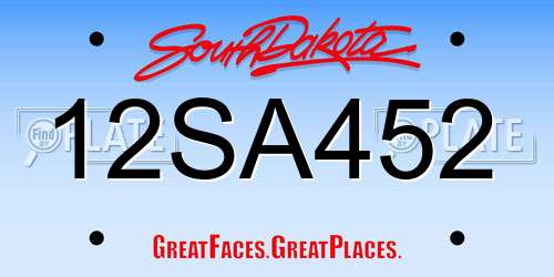 12SA452 South Dakota License Plate