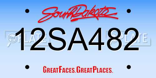 12SA482 South Dakota License Plate