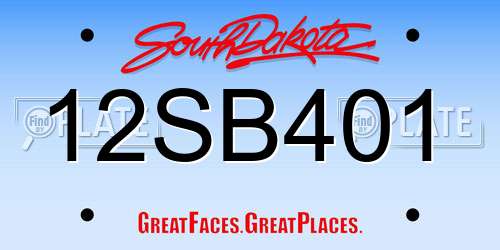 12SB401 South Dakota License Plate