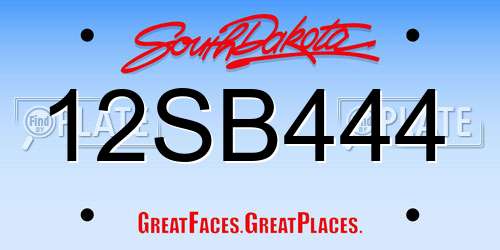 12SB444 South Dakota License Plate