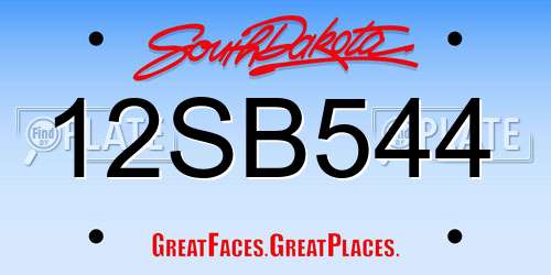 12SB544 South Dakota License Plate