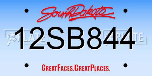 12SB844 South Dakota License Plate