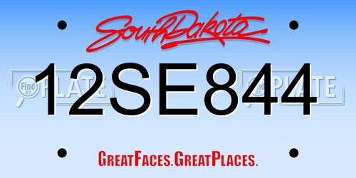 12SE844 South Dakota License Plate