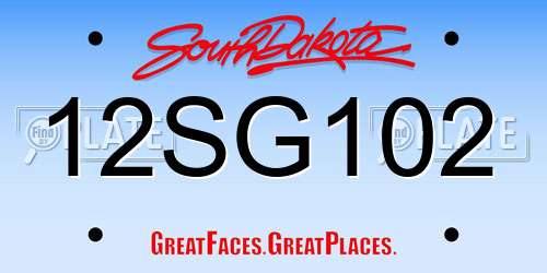 12SG102 South Dakota License Plate