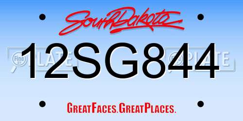 12SG844 South Dakota License Plate
