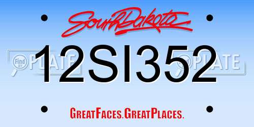 12SI352 South Dakota License Plate