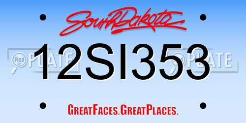 12SI353 South Dakota License Plate