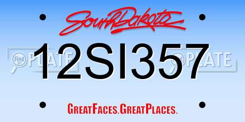 12SI357 South Dakota License Plate