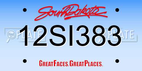 12SI383 South Dakota License Plate