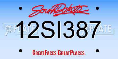 12SI387 South Dakota License Plate