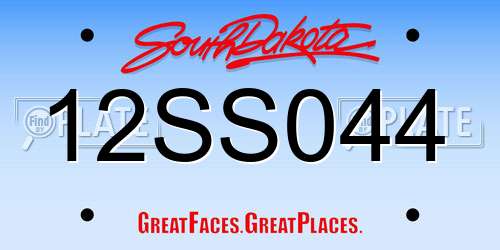 12SS044 South Dakota License Plate