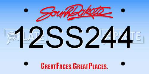 12SS244 South Dakota License Plate