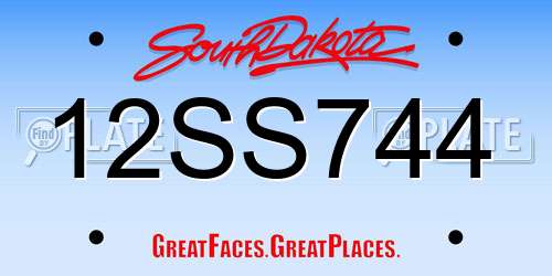 12SS744 South Dakota License Plate