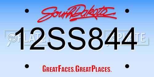 12SS844 South Dakota License Plate