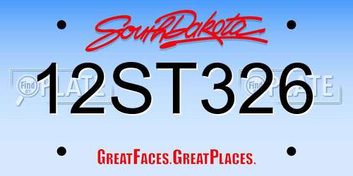 12ST326 South Dakota License Plate