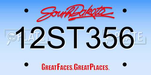 12ST356 South Dakota License Plate