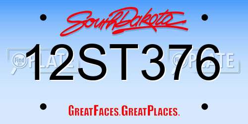 12ST376 South Dakota License Plate
