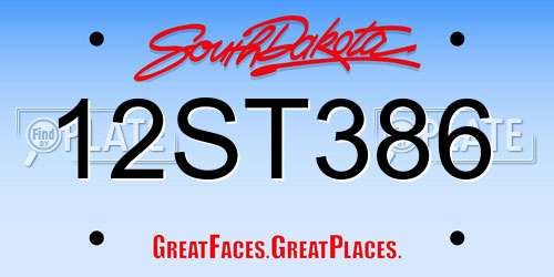 12ST386 South Dakota License Plate