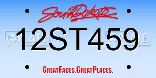 12ST459 South Dakota License Plate