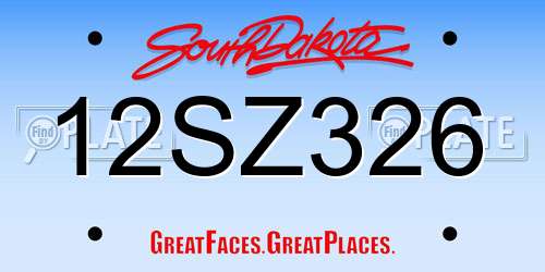 12SZ326 South Dakota License Plate