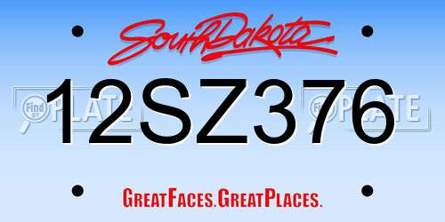 12SZ376 South Dakota License Plate