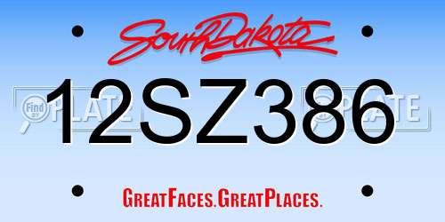 12SZ386 South Dakota License Plate