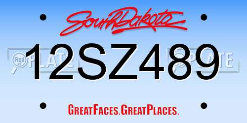12SZ489 South Dakota License Plate