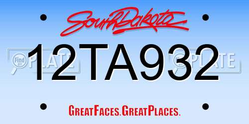 12TA932 South Dakota License Plate
