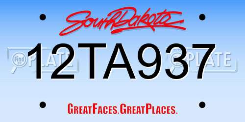 12TA937 South Dakota License Plate