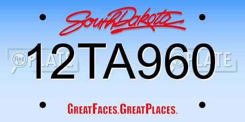 12TA960 South Dakota License Plate