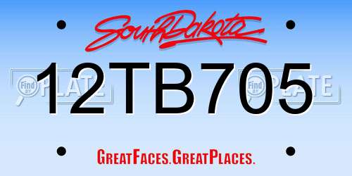 12TB705 South Dakota License Plate