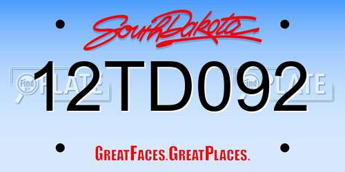 12TD092 South Dakota License Plate