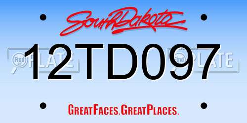 12TD097 South Dakota License Plate
