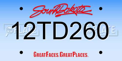 12TD260 South Dakota License Plate