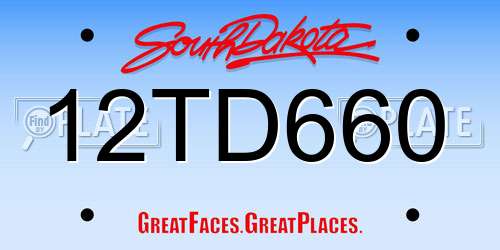 12TD660 South Dakota License Plate